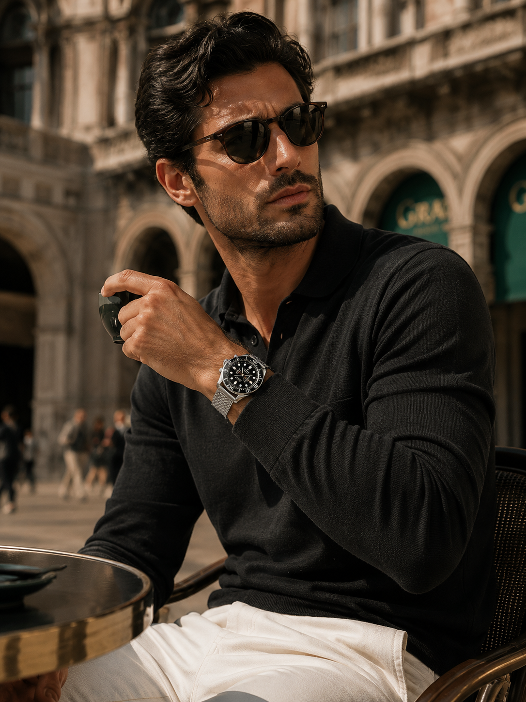 Black 007 Watch, Waterproof, 904L Stainless Steel