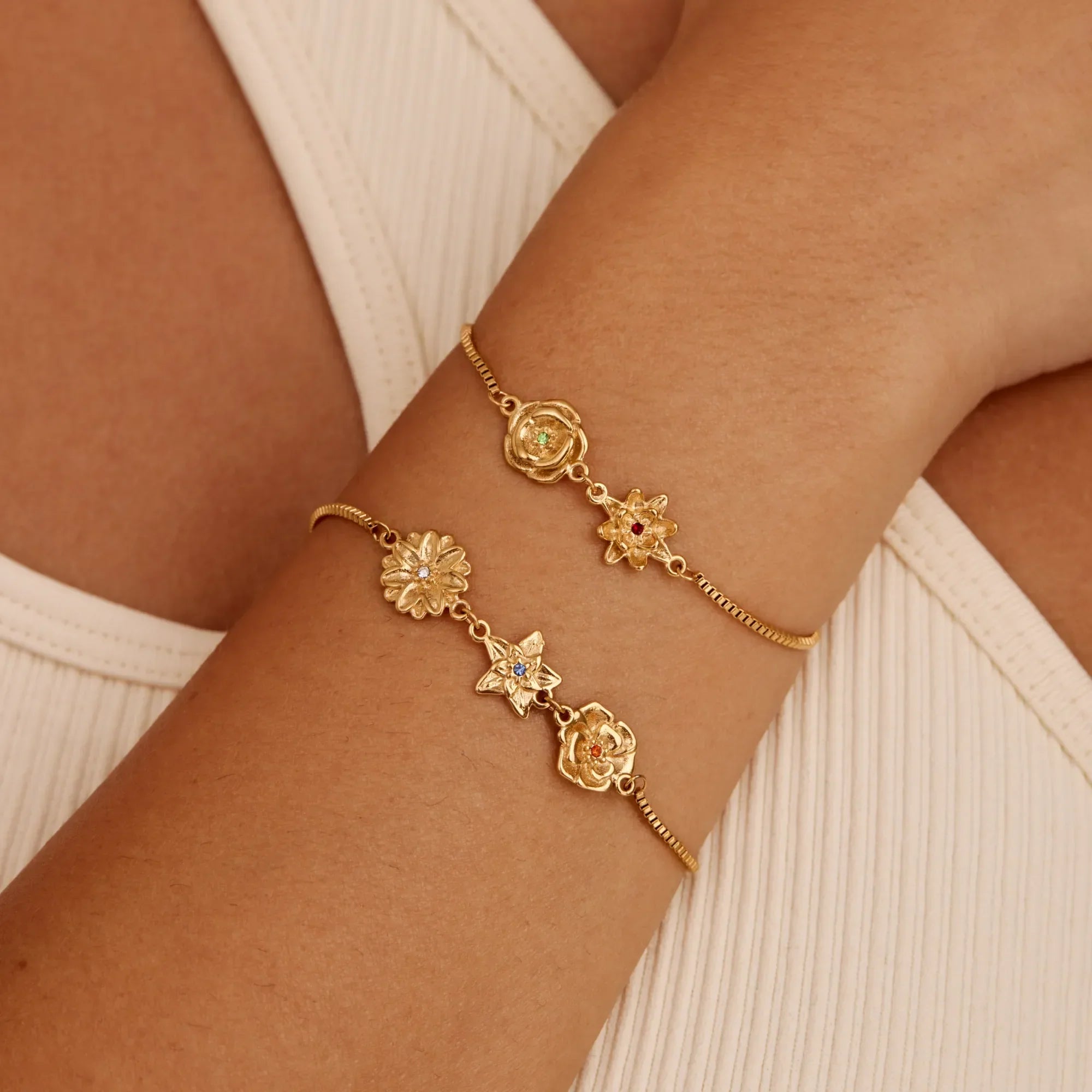 Personalized Birth Flower Charm Bracelet