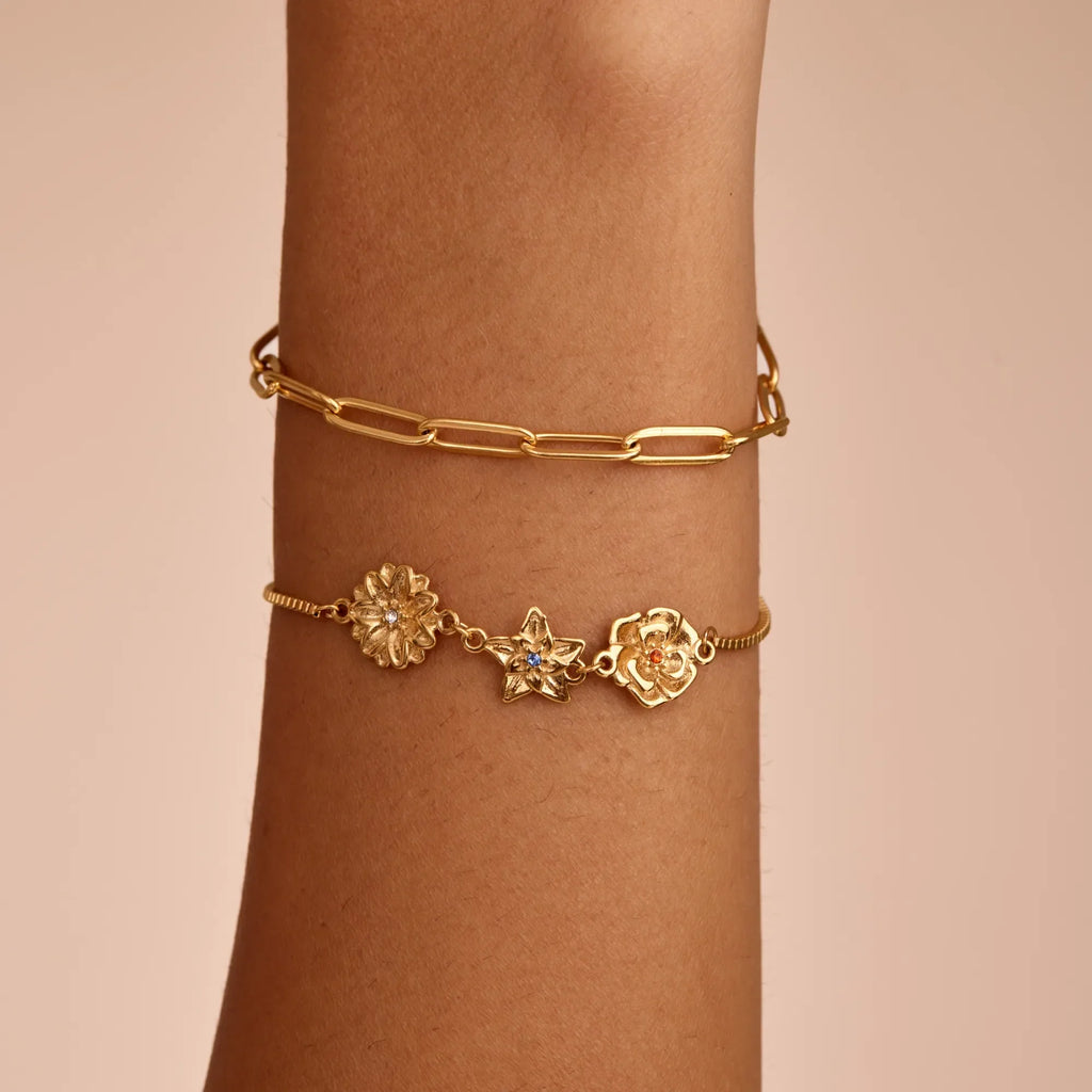 Personalized Birth Flower Charm Bracelet